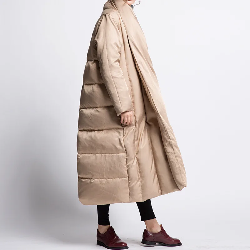 Ceciliayu длинное большое стеганое свободное плотное пуховое пальто плащ пальто женское большой размер теплое женское пуховое пальто