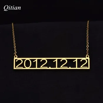 

Custom Numeral Date Stainless Steel necklaces Hollow Bar Necklace Handmade Jewelry for Birthday Memorial day Gift