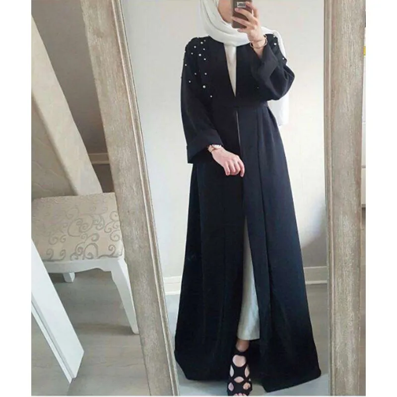 New Abaya Dubai Kaftan Hijab Handmade Pearl Muslim Dress Cardigan Jilbab Caftan Ramadan Abayas Women Turkish Islamic Clothing