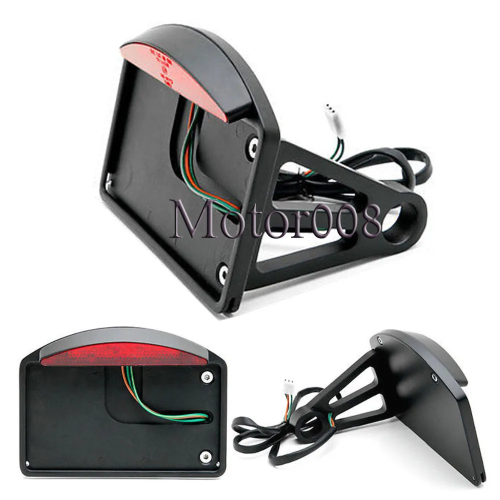 Black Plate Motorcycle Side Mount Tail Light Axle Chopper License Plate Bracket fit 1" Axles For