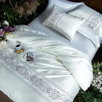 

100% Cotton hotel bedding set luxury silk cotton quilt cover sheets pillowcase 4pcs