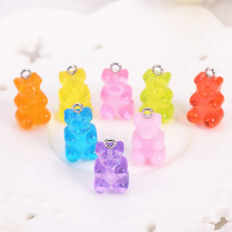 32pcs Bear Charms Resin Cabochons Glitter Gummy Candy Transparent Color Necklace Keychain Pendant DIY Making Accessories|charm pendant|necklace charm pendantscharm pendant diy - AliExpress