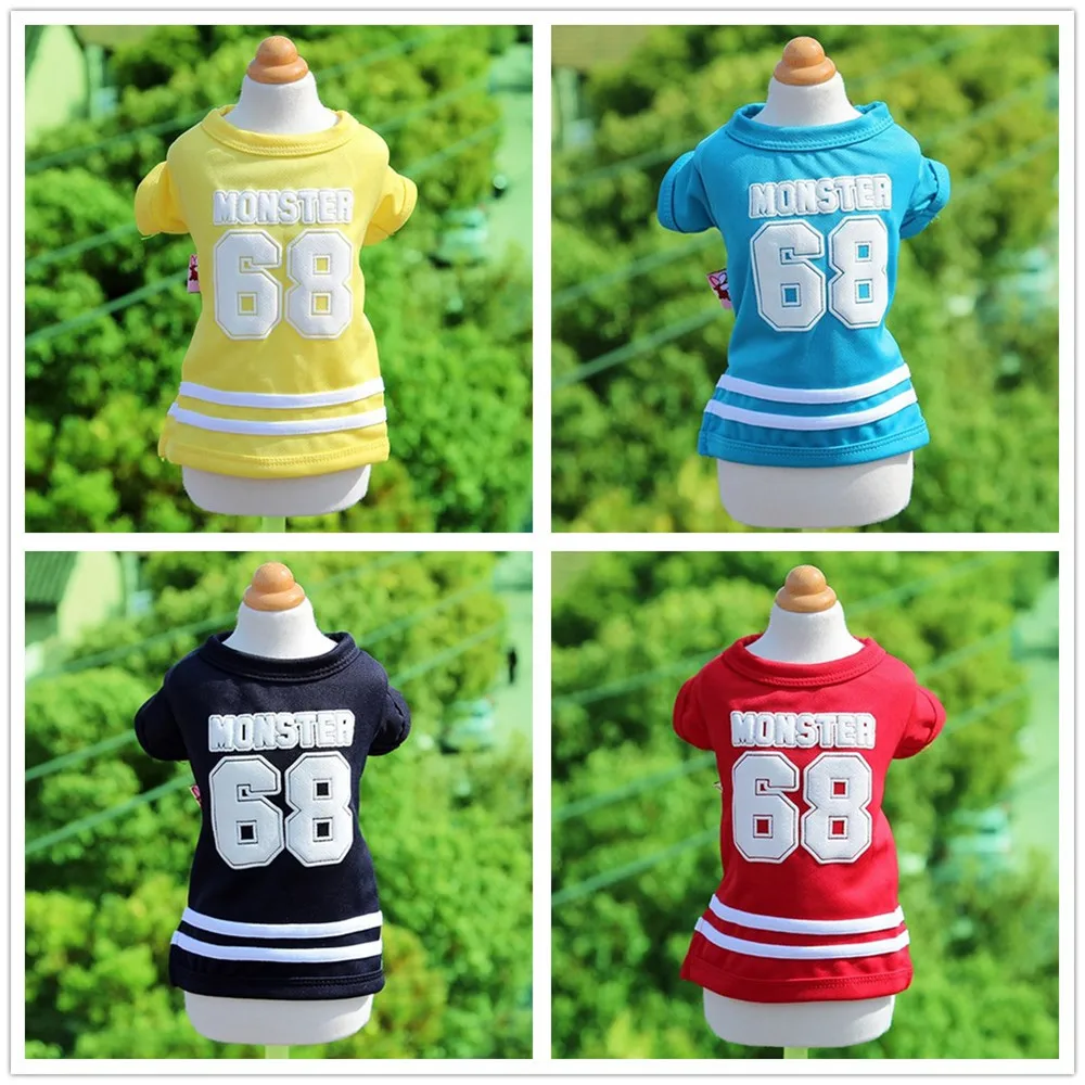 

Dog Sports T-shirt Solid Number Baseball Slothing Pet Cloth For Small Dogs Cat Summer Puppy Costume Pet Blouses Pets XXS~L F130