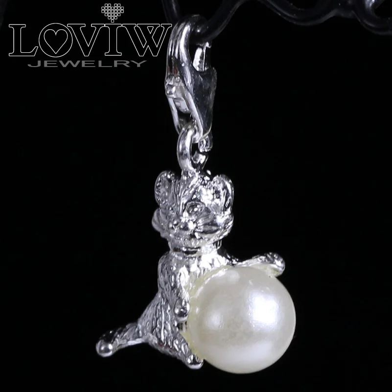 

small cat pendant pearl charms spring clasp 3D three-dimensional New 925 silver beautiful charm pendants thomas sabor jewelry