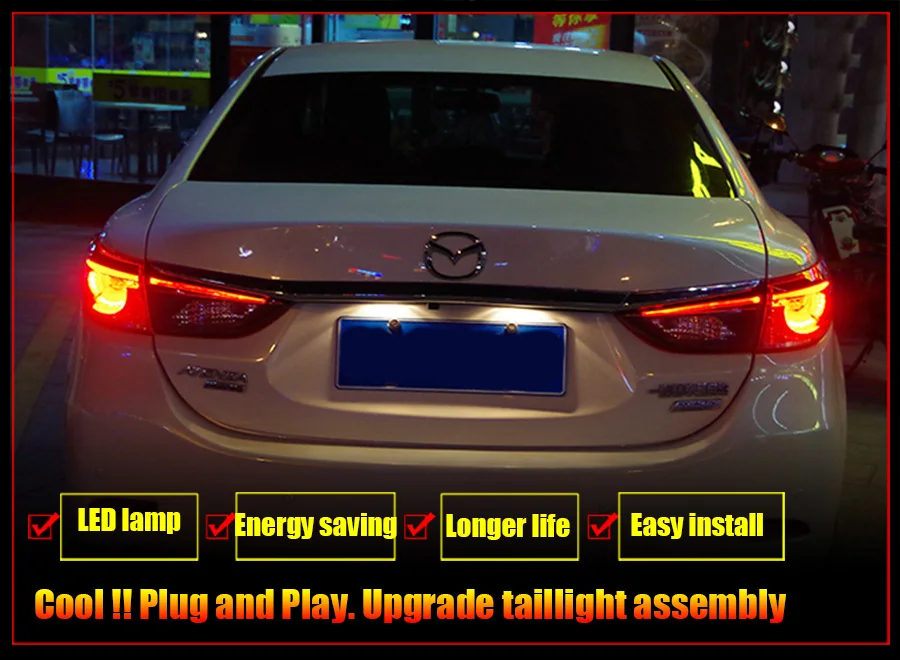Discount Car Styling LED Tail Lamp for Mazda 6 Tail Lights 2014-2018 for Atenza Rear Light DRL+Turn Signal+Brake+Reverse LED lights 0