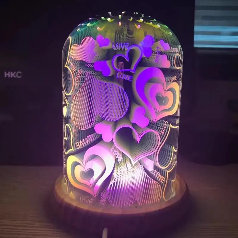 3D волшебные огни подарок на день рождения освещение стеклянная крышка