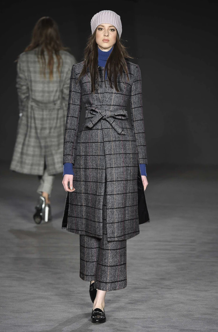 Pantalon Ol cou Et 2 Femmes Longueur Plaid De Mode Gris À 2018 Pleine Ensembles Longues Automne Tranchée Manches C2698 Pièce O Costumes Pantalons HaqTAO0w