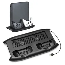 For Xbox One X Vertical Stand With 4 USB HUB Video Game Console Cooling Gamepad Charging Bracket Holder Multi-Functional