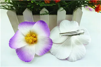 30 pcs purple Foam Hawaiian  flower  Hibiscus Flower bridal hair clip 9cm