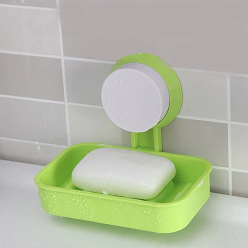 New Soap Dish Strong Suction Cup Wall Tray Holder Soap Storage Box for