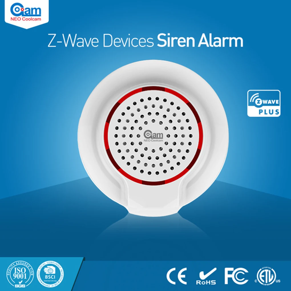 

NEO COOLCAM NAS-PD02Z Wireless Siren Alarm Sensor Compatible with Z wave Plus Sensor Alarm Home Automation Security Alarm Module