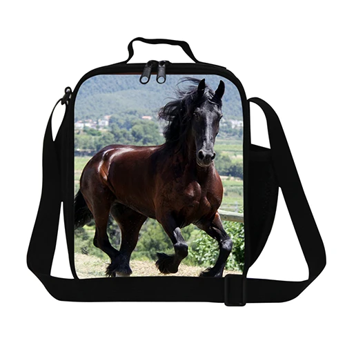 3D Horse Print Kids Lunch Bags Insulated Lunch Box For Men Crossbody