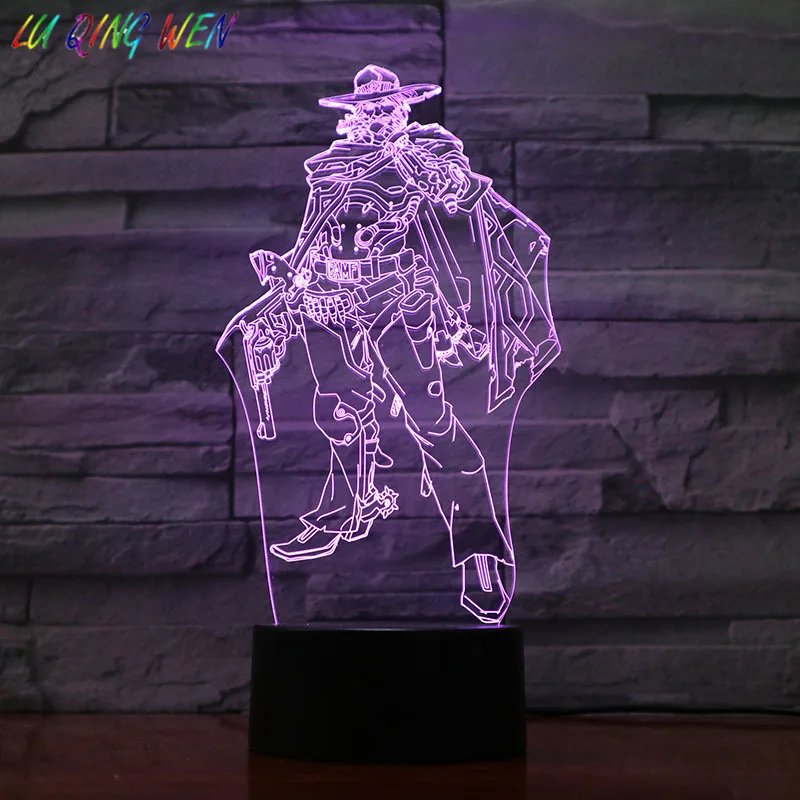 

Game Overwatch Night Lamp for Kids Usb Touch Sensor Jesse Mccree Figure Room Decorative Lamp Gifts OW 3d LED Night Light Child