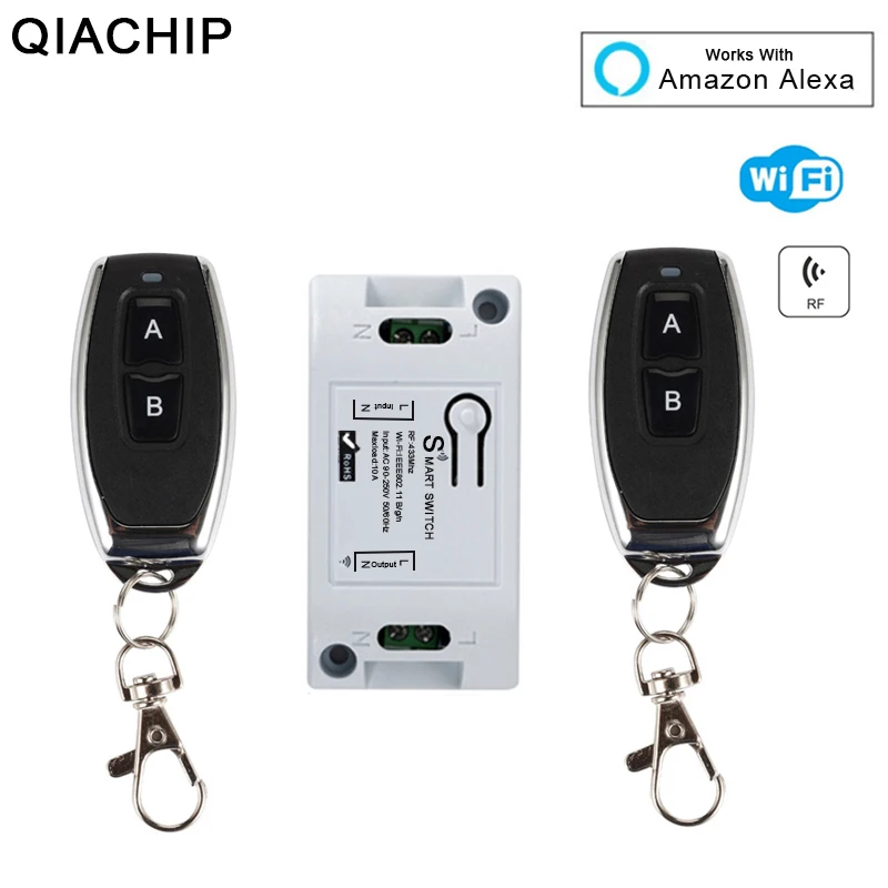 

QIACHIP 433Mhz Wifi Wireless RF Relay Remote Control Switch Wifi Light Switch Smart Home App Control Work With Amazon Alexa DIY