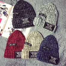 Вязанная Мужская зимняя Лыжная Шапочка Gorro с буквенным принтом для девочек и мальчиков, теплая Повседневная двухслойная плотная шапка AA0029