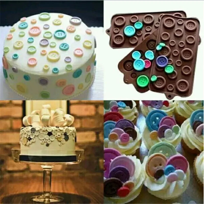 

silicone Coffee button shape chocolate ice lattice cake mold DIY baking tool cake decoration tool kitchenware YL972452