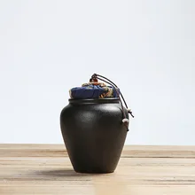 Черный керамический чайный сервиз, чайник с листьями, грубая керамика, японский античный горшок для хранения, средняя пробковая чайная церемония