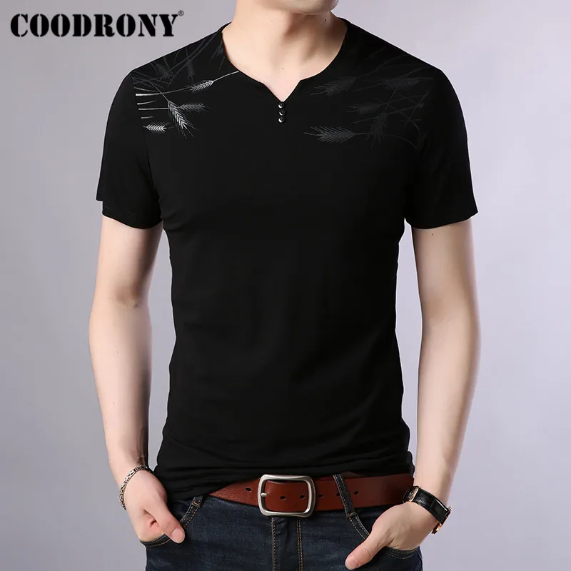 Черный COODRONY, уличная футболка с коротким рукавом, Мужская одежда, лето, Новое поступление, футболки, повседневные, с воротником, футболка для мужчин S95095 - Цвет: Черный