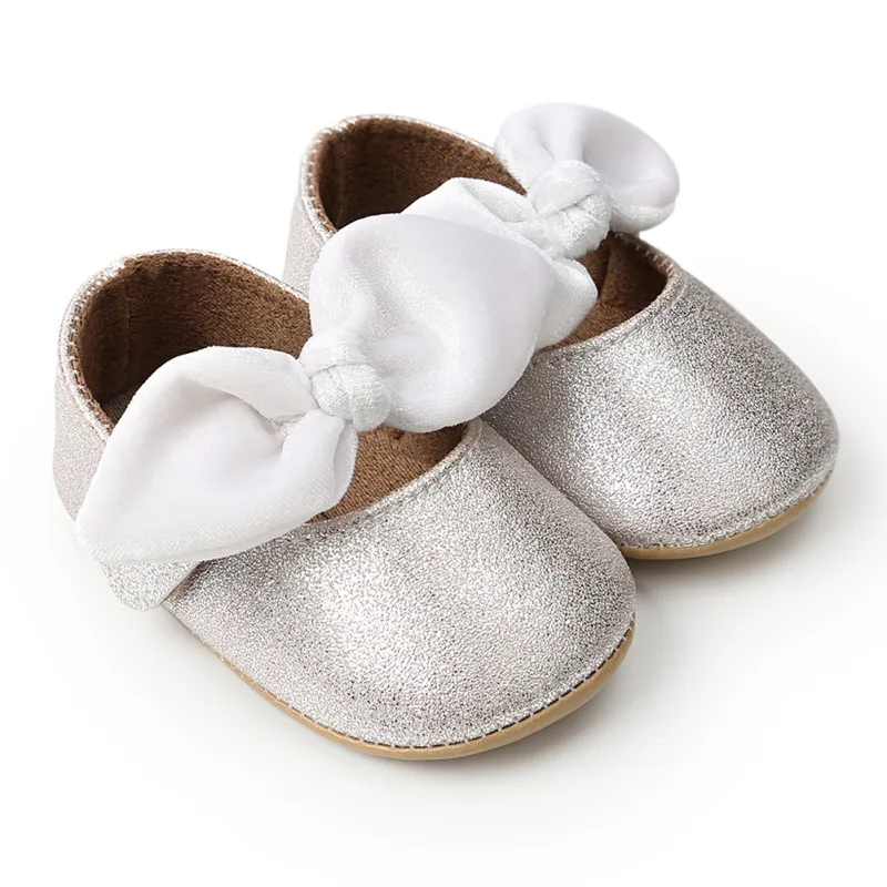 Sequins Baby Girl Bow-knot Soft Sole Shoes Anti-slip Shoes Princess First Walkers 0-18M