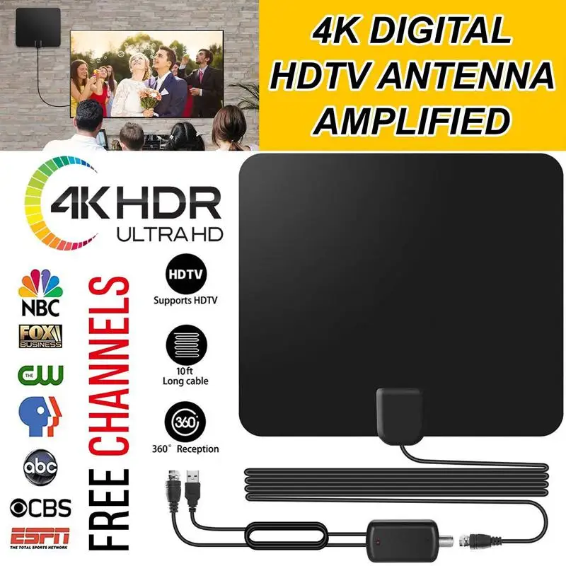 Vmade UHD 4K DVB ТВ приставка цифровая ТВ антенна 120 Миля Диапазон lndoor усиленный для DVB-T2 ATSC ISDBT ТВ тюнер приемник Поддержка 1080P