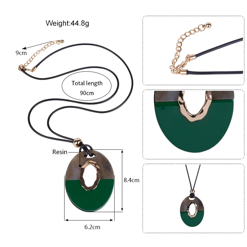 Guanlong Classic Fashion Acrylic Necklaces Women With Big Resin Geometric Pendant Long Leather Chains Necklace Gifts Jewelry (5)