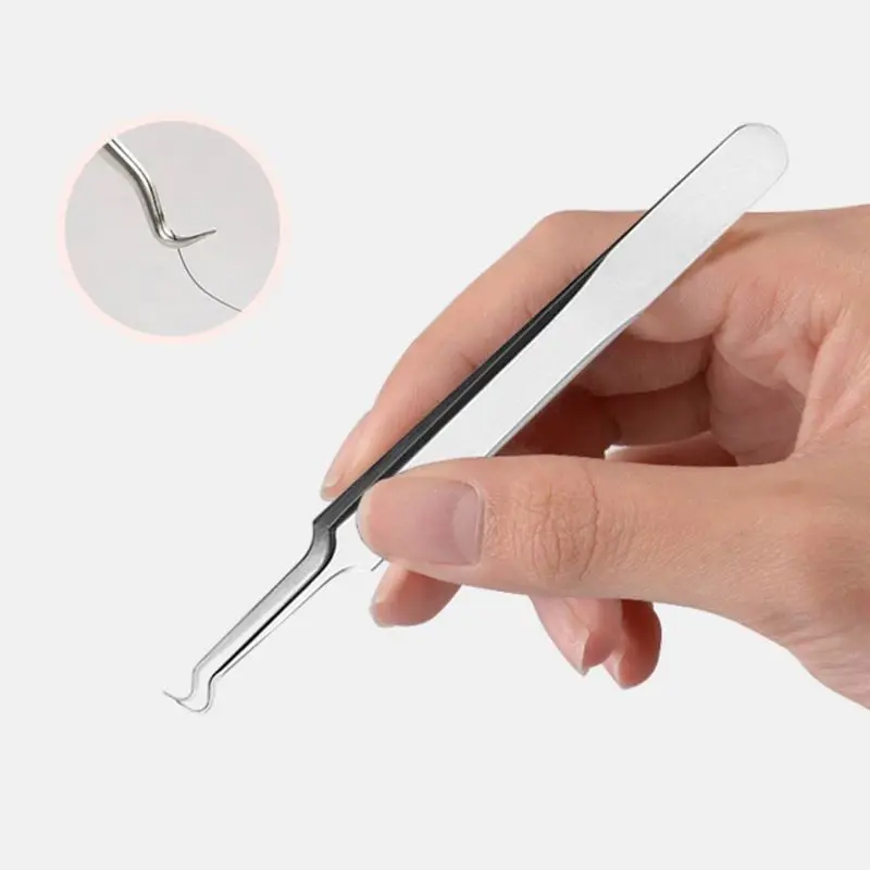 

Stainless Steel Blackhead Tweezers Pimple Comedone Remover Nipper Curved Bend Head Face Cleaner Acne Clip Beauty Tool
