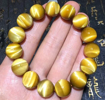 

Genuine Natural Gold Yellow Tiger's Eye Bracelets Women Men Power Crystal Big Round Bead Bracelet 10mm 12mm 14mm 16mm AAAAA