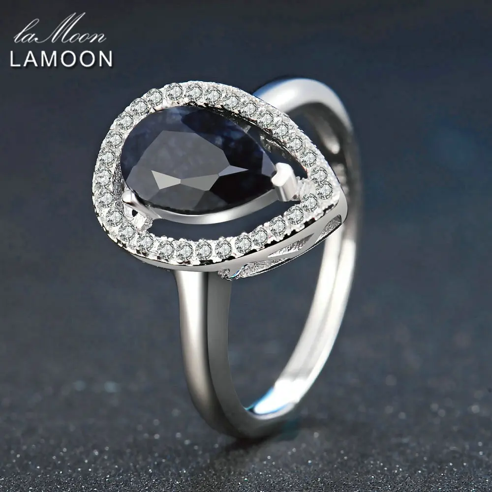 LAMOON X5mm в форме капли 100% настоящий синий сапфир серебряные ювелирные изделия