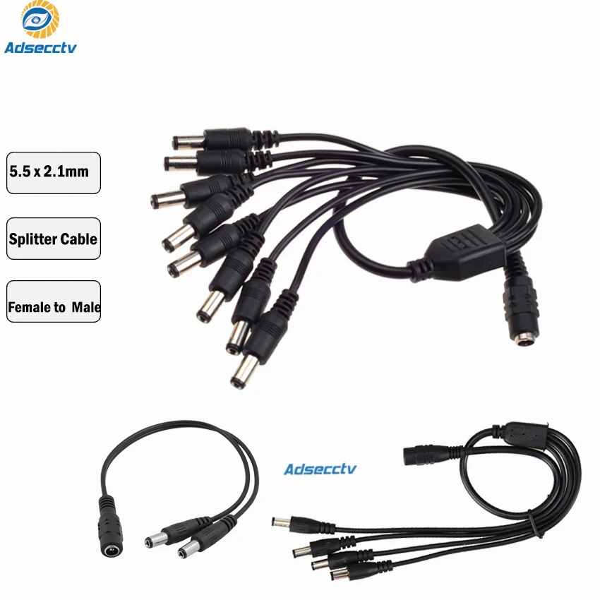 

New Arrival 1 to 2 / 1 to 4 / 1 to 8 Power Splitter Adapter Cable for CCTV Surveillance Security Camera High Quality