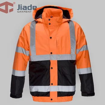 

Jiade Adult High Visibility Jacket Winter Warm Jacket Men's Work Reflective Winter Bomber Jacket
