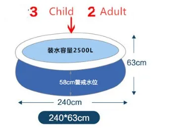 Надувной плавательный бассейн Летний сад семейный бассейн детский бассейн океан дети и взрослые с электрическим воздушным насосом - Цвет: 240cm63cm