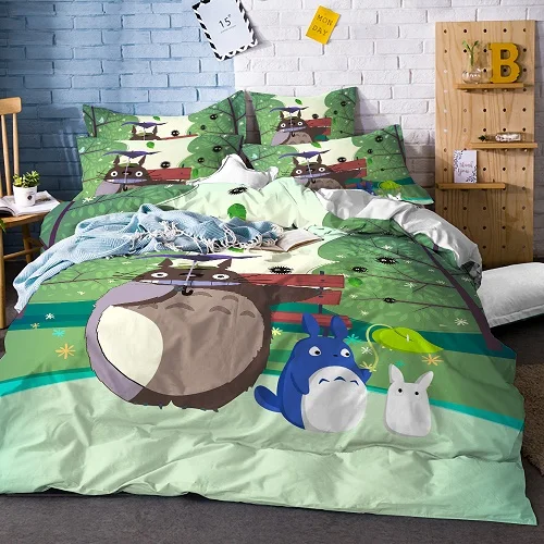 2/3 шт. похожая на настоящую «Мой сосед Тоторо» для детей Постельное белье наволочка постельное белье набор футболок с рисованным аниме одеяло из микрофибры крышка близнец полный queen King - Цвет: Totoro-6