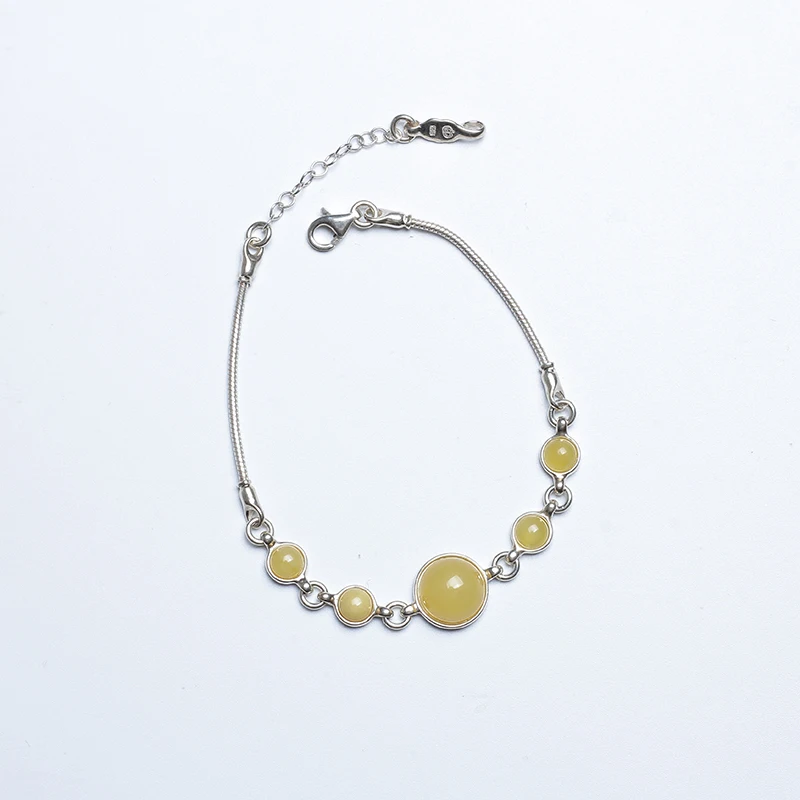 JIUDUO jewelry Exclusive design of natural Baltic amber beeswax female 925 silver Bracelets inlay to support the re-examination JIUDUO jewelry Exclusive design of natural Baltic amber beeswax female 925 silver Bracelets inlay to support the re-examination