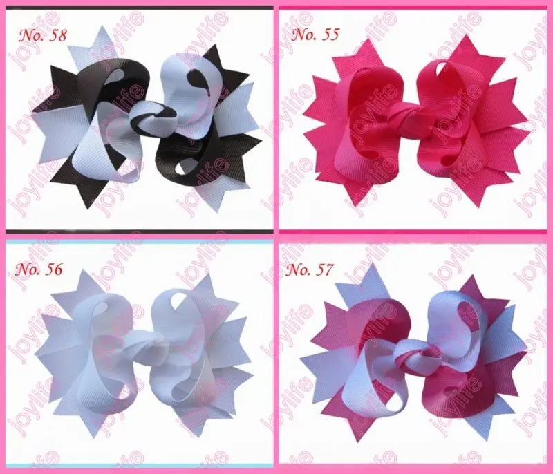 

Free shipping 300pcs 4.5" Girl Boutique hair bows two tone windmill Hair Bows
