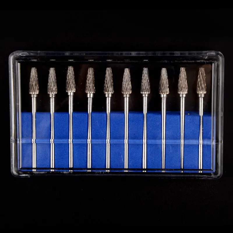 10 PCS Dental Lab Polishing Drills Assorted Tungsten Steel Carbide Burs