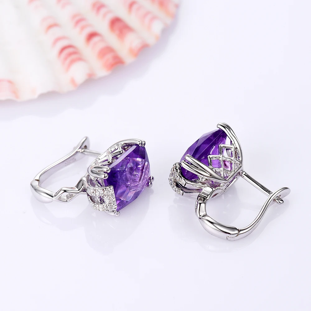 Женские серьги Клипсы из серебра 925 пробы с аметистом|clip earrings|earrings 925earrings for |