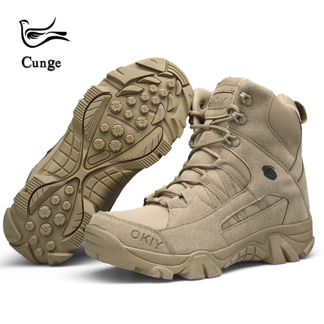 cunge Men Outdoor Sports Mountain climbing shoes Trekking Hiking shoes Waterproof Anti-skid Dirt-resistant Tactics shoes