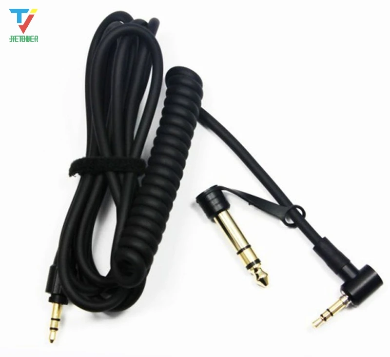 100 개/몫 1.2m 오디오 케이블 헤드폰 레드 블랙 스프링 3.5mm 6.5mm 교체 오디오 AUX 케이블 강력하고 내구성이 뛰어난