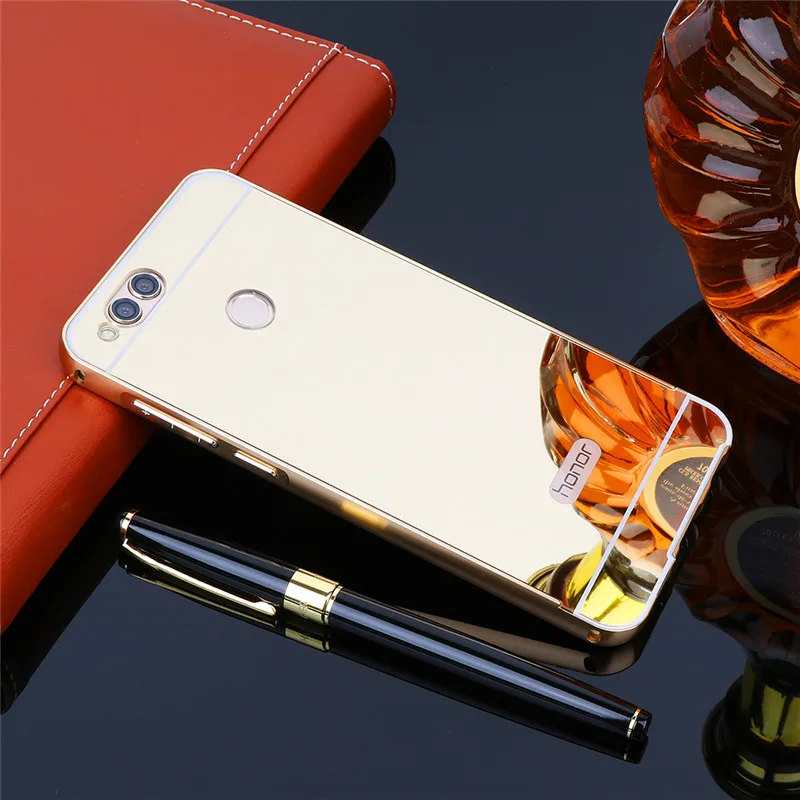 

Huawei Honor 7X Honor7X Mirror Case Plating Metal Frame Cover with Mirror Back Cover Hard Case for Huawei Honor 7X Honor7X 2017