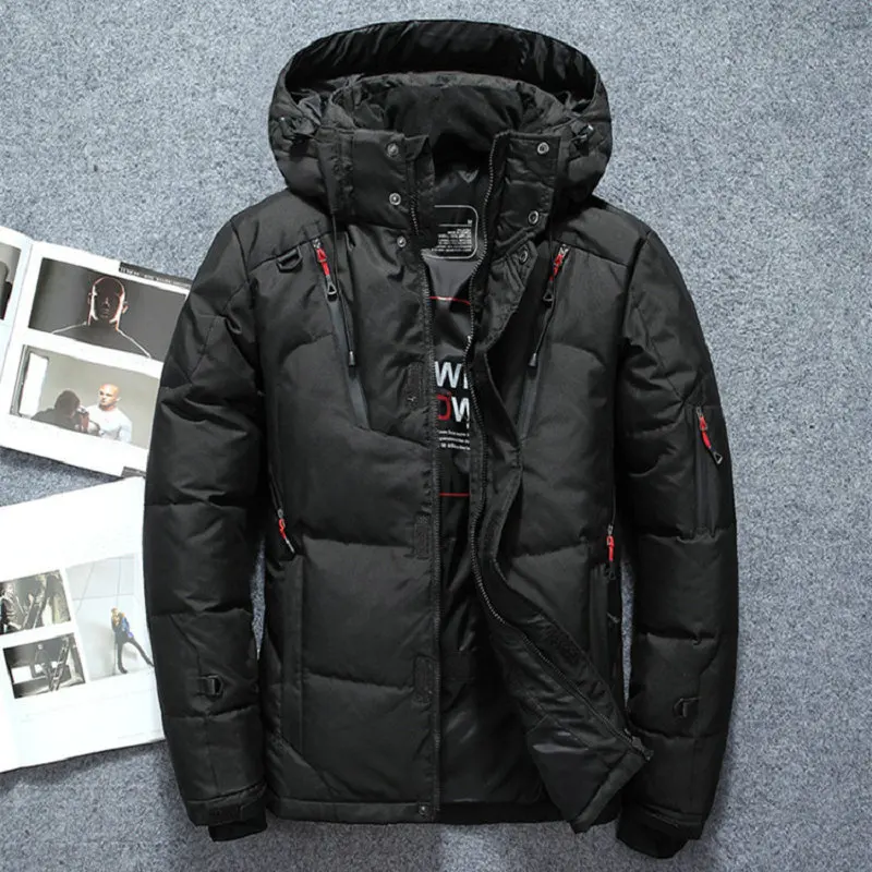 

High Quality 2019 Winter Warm Thicken Zipper Coats Men's Hooded Parkas Casual Male Slim Zipper Multi-Pockets Overcoat Jackets
