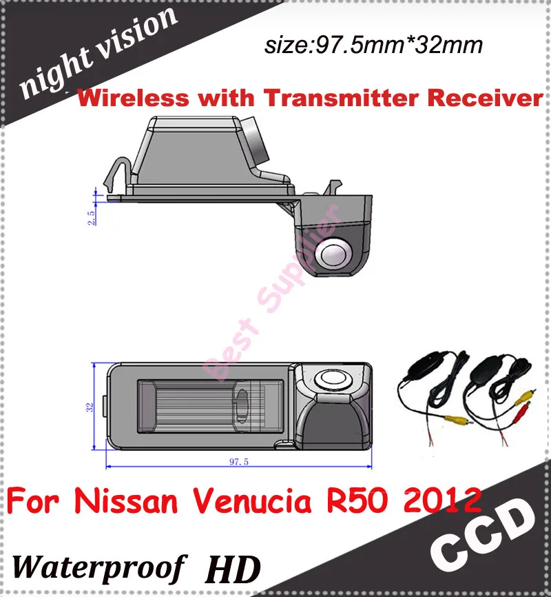 

CCD Car Rear view Camera for Nissan Venucia R50 2012 +2.4Ghz Wireless Signal Receiver/Transmitter