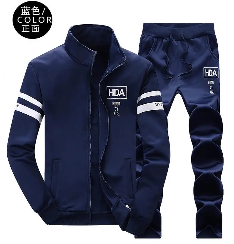 

2019 New FA2187 Slim Track suit Men Sweatshirts Warm Suit Male Set Pants Suits Printed Long Sleeved Casual Mens Hoodie+Pants