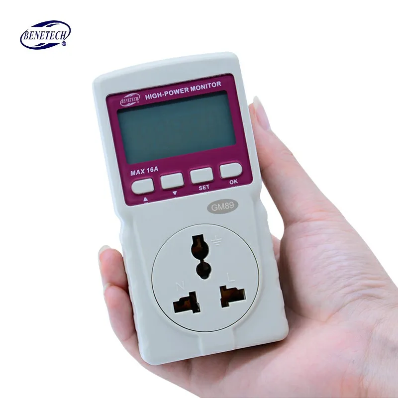 

BENETECH GM89 Digital LCD Micro Power Meter Analyzer Monitor 16A high-power air conditioning Tester Ammeter high-power monitor