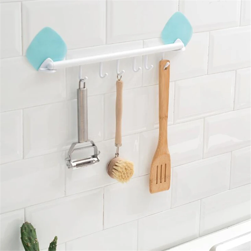 

Wall Hook Strong Suction Cup Sucker Hanger Multi-function Hooks Kitchen Bathroom Adhesive Towel Shelf Cabinets Storage Rack