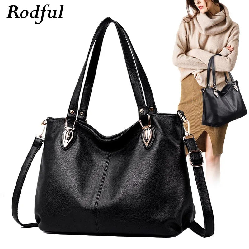 

Rodful Big casual tote leather handbags women's shoulder bag female black large ladies hand bags for women 2019 Sac A Main femme
