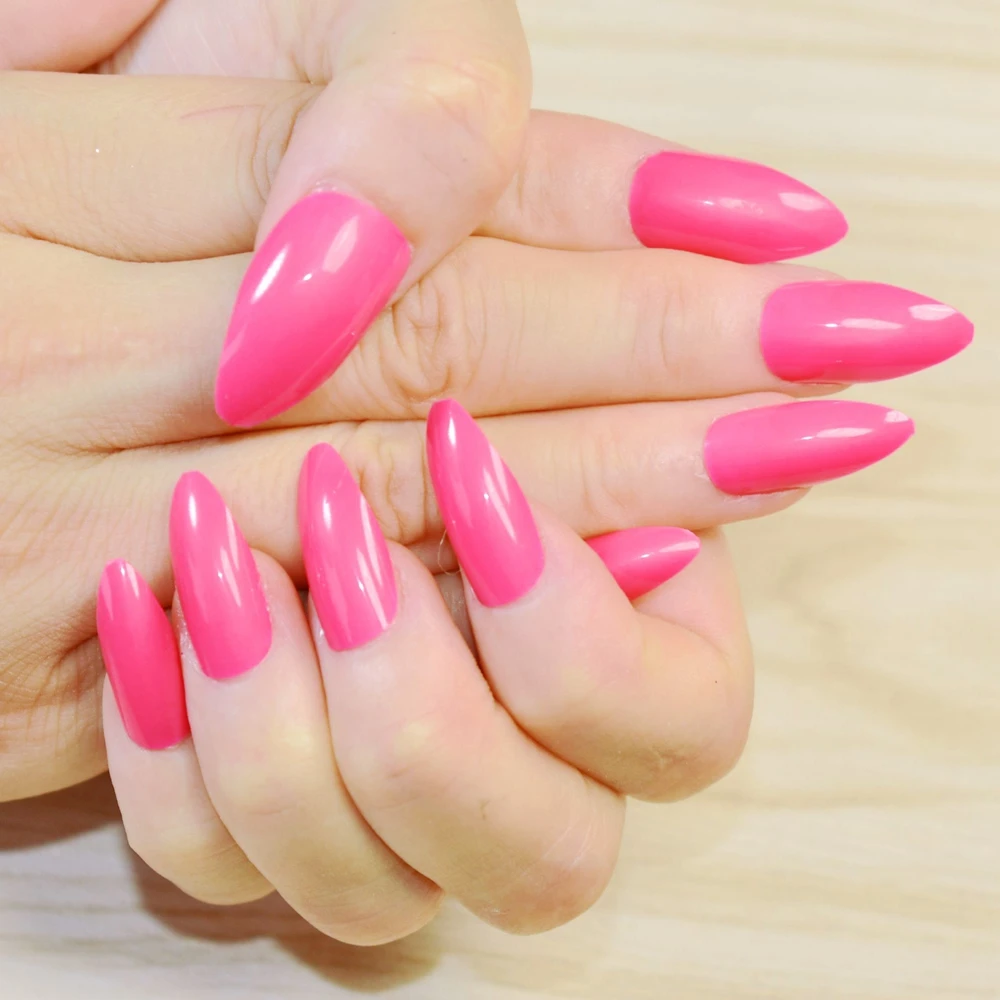 Conjuntos de Doces Roxo Verde Rosa Quente Vermelho Stiletto Ponto Forma Unhas Falsas Cobertura Completa Artificial Falso Unha Fuax Ongles 8 Cor Uva 4 Phones & Accessories