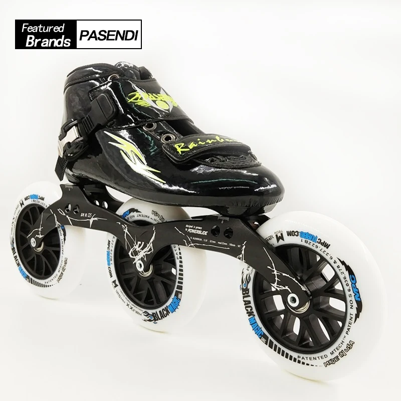 المهنية سرعة الزلاجات 3x125 إطار عجلات تزلج مضمنة التزلج أحذية الكبار الطفل 125 ملليمتر pasendi الزجاج الألياف حذاء