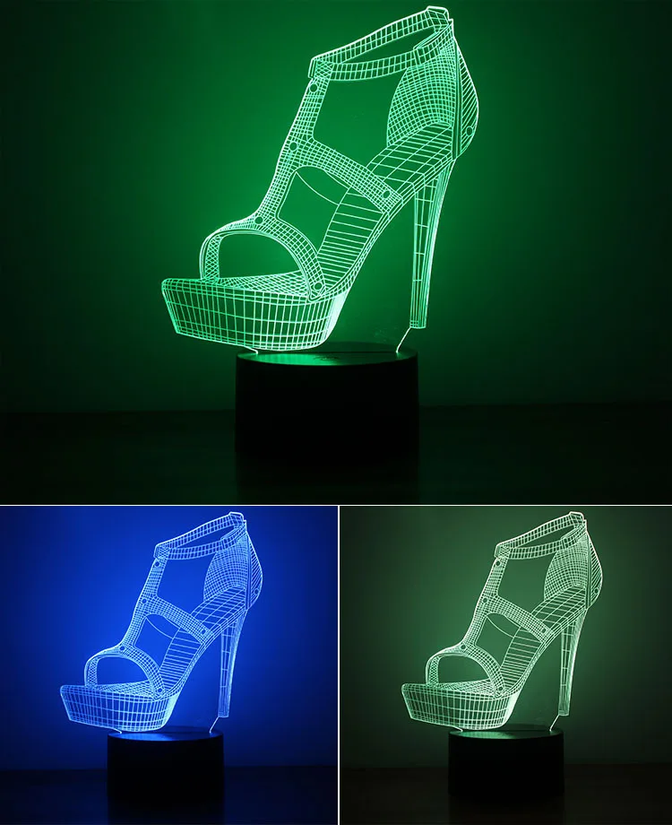 3D Illusion LED Lights High Heels Shoes 3D Night light Table