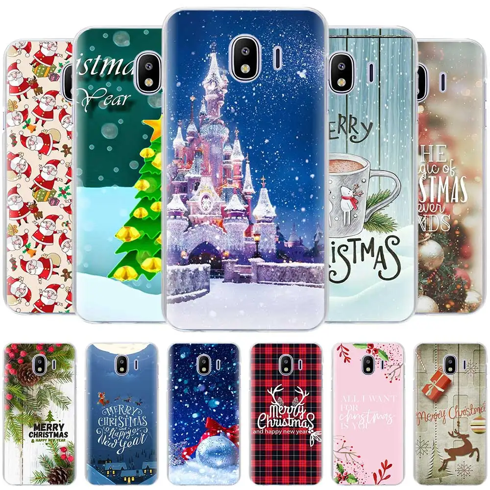 Новогодние рождественские чехлы со снежинками для samsung Galaxy J4 Plus J6 Plus J8 J3 J5 J7 J5 Prime, Жесткий Чехол