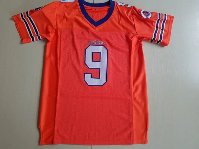 Bobby Boucher #9 The Waterboy Football Jersey Adam Sandler Orange White All stitched